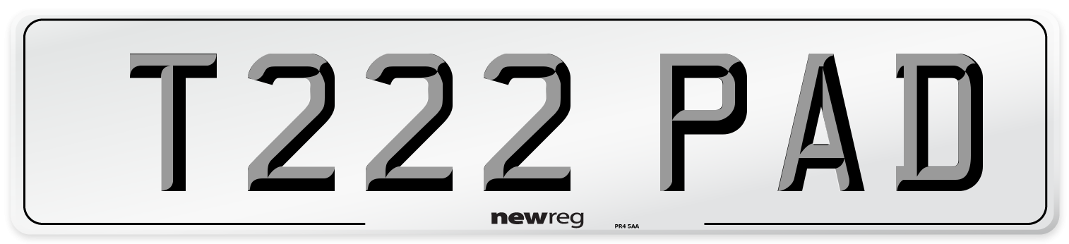 T222 PAD Number Plate from New Reg